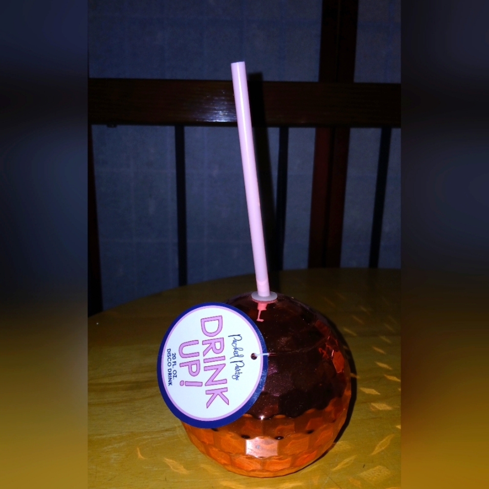 Pink disco ball drink cup